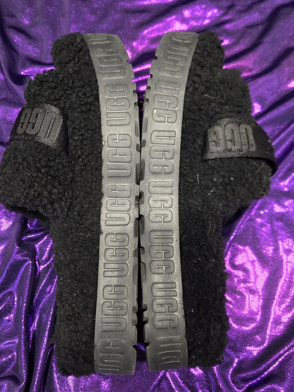 UGG Black Shearling Slide Sandals